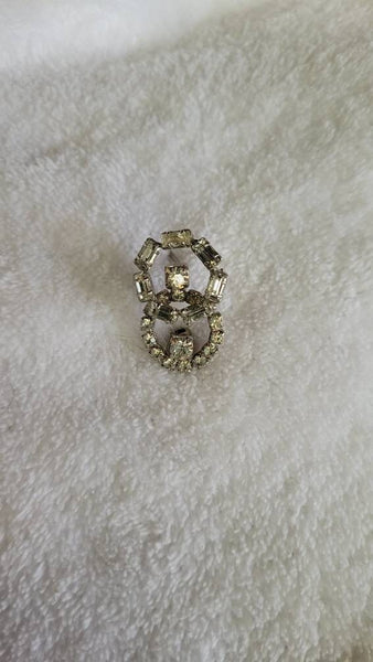 Rhinestone Baby Brooch Very Early Fab Forties Double Ring Treasure