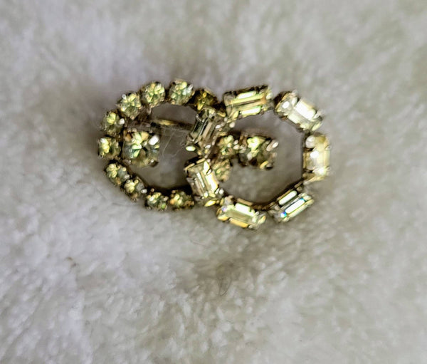 Rhinestone Baby Brooch Very Early Fab Forties Double Ring Treasure