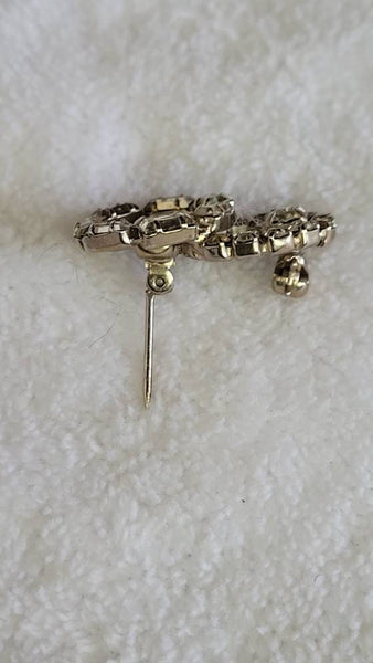 Rhinestone Baby Brooch Very Early Fab Forties Double Ring Treasure