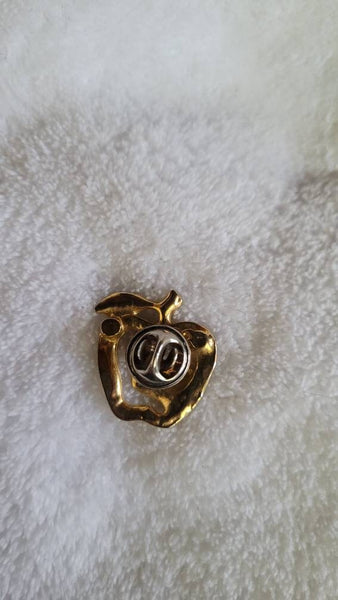 Golden Apple Rhinestone Pin... Taking A Delicious  Bite Right out of the Eighties..!