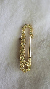 Rhinestone  Studded Safty Pin Pin. Eclectic Eighties Fashion