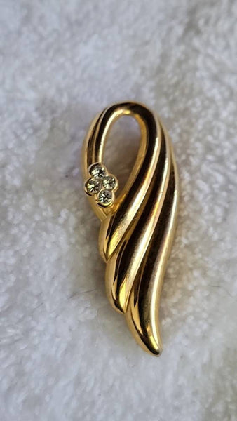 Brooch if Beauty Golden Curves with Rhinestones Accents