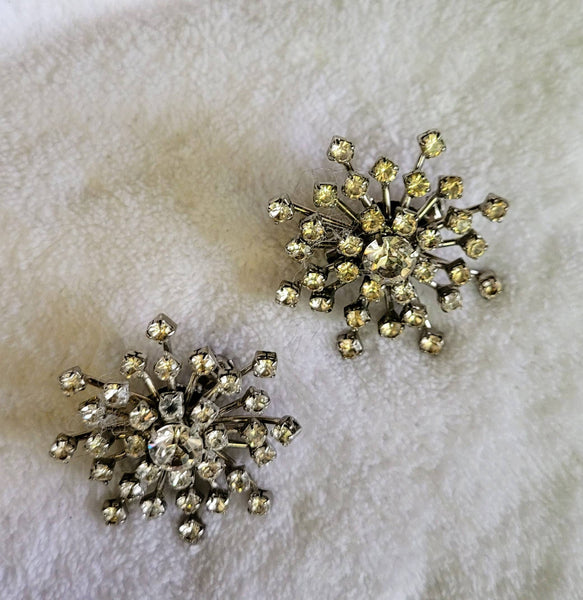 Twin Fireworks Rhinestone Pins A La 80s. !