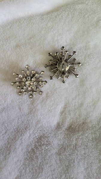 Twin Fireworks Rhinestone Pins A La 80s. !