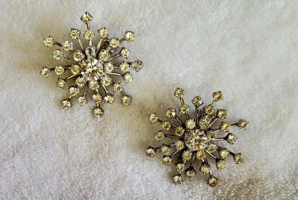 Twin Fireworks Rhinestone Pins A La 80s. !