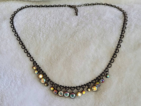 Unique Vintage Chain Garnished with Sparkling Arora Borialis Stones Simple Elegance