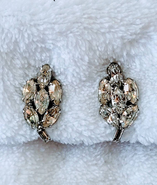 Elegant  Rhinestone Earrings Collection Photos (Top photo ) is listing on Etsy Marquise Cut Magical Sparkling 1950s Treasure