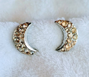 Paste Rhinestone Earrings Sliver Cresents