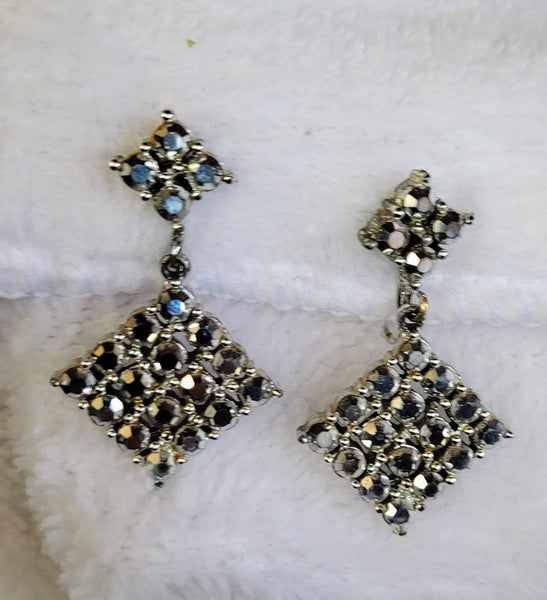 Radiant Rhinestone Earrings Sparkling Smokey Stones Glisten in Motion Magical 50s Classics