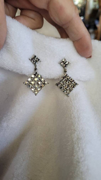 Radiant Rhinestone Earrings Sparkling Smokey Stones Glisten in Motion Magical 50s Classics