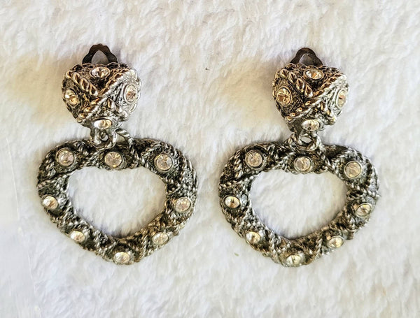 Three Way Earrings Eclectic Eighties Extravagant Ornate Silver Details with Sparkling Stones Options WoW Wear a Variety of ways Fun Fashion