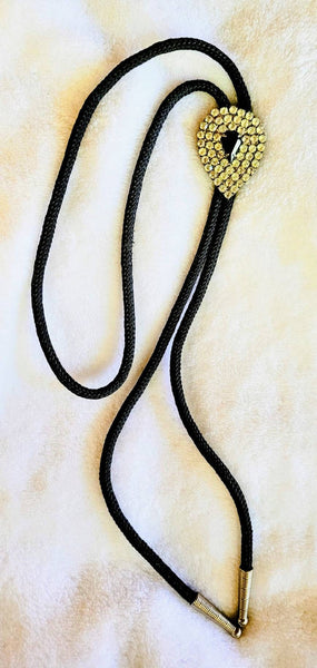 Bolo Beautiful 60 Stone Teardrop Vintage High Sparkle Rhinestones with Black Glass Center Tear Drop Stunner. ! Exquisite Eighties Elegance