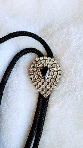 Bolo Beautiful 60 Stone Teardrop Vintage High Sparkle Rhinestones with Black Glass Center Tear Drop Stunner. ! Exquisite Eighties Elegance