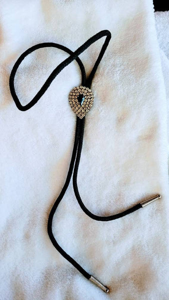Bolo Beautiful 60 Stone Teardrop Vintage High Sparkle Rhinestones with Black Glass Center Tear Drop Stunner. ! Exquisite Eighties Elegance