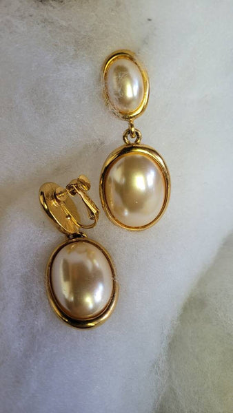Napier Designer Statement Pearl in Gold Vintage Danglers