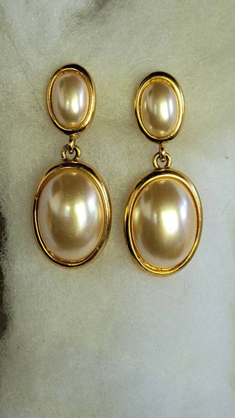 Napier Designer Statement Pearl in Gold Vintage Danglers