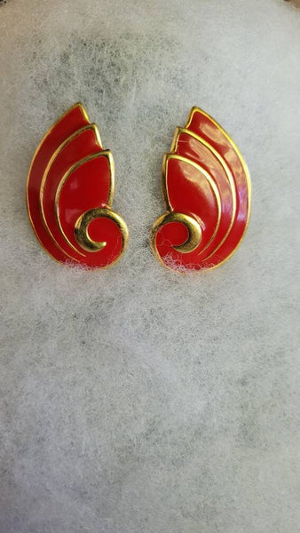 Napier Rich Red Enamel on Gold Classics. Stunning Style Quality without Compromise Rare Fabulous Find. !