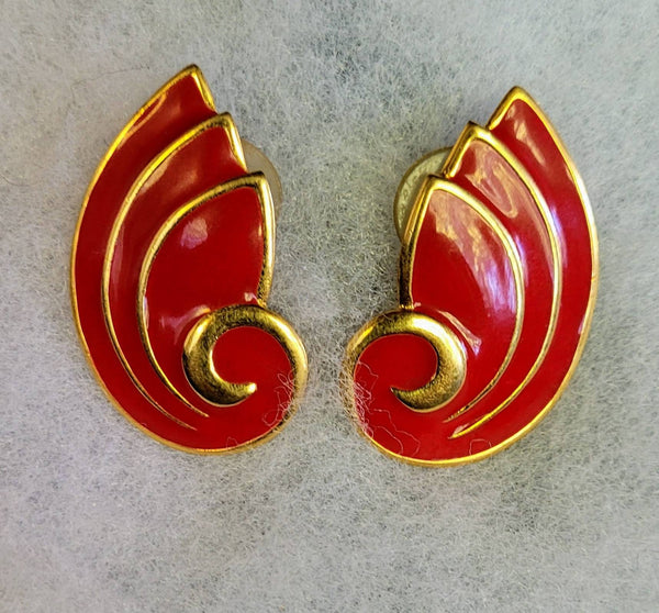 Napier Rich Red Enamel on Gold Classics. Stunning Style Quality without Compromise Rare Fabulous Find. !