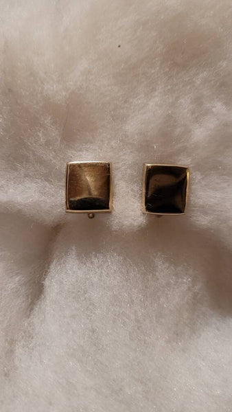 Napier Signed  Simple Gold Squares Earrings