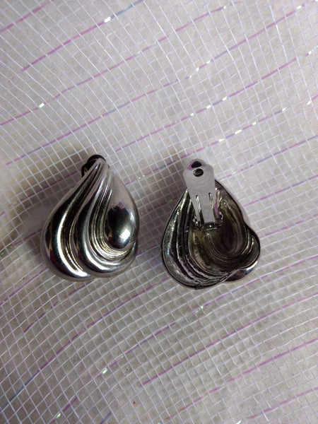 Silver Big  Heart Vintage  Earrings