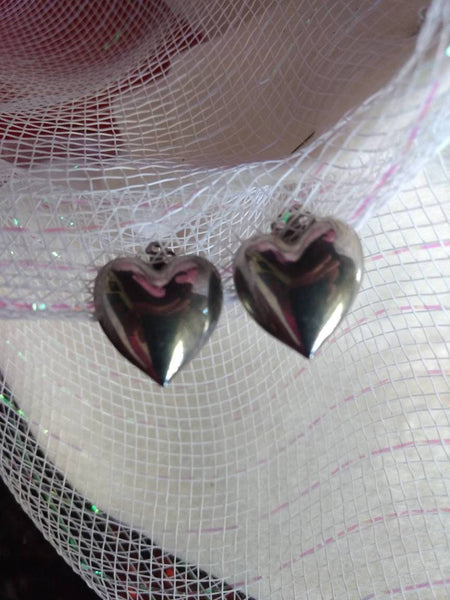 Valentines Happy Hearts Pettite Silver Heart Vintage Earrings