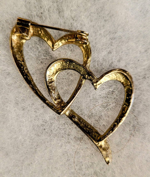 Vintage Valentines Double Heart Silver Pin Simply Sweet