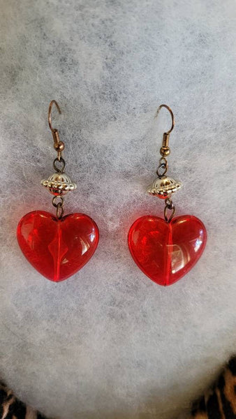 Vintage Valentines Jewelry Now At Wink Top Right Heart Acrylic Rich Red With Silver Accents