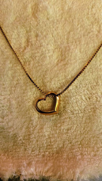 Vintage Valentines Heart Necklace Golden Heart on  Golden String