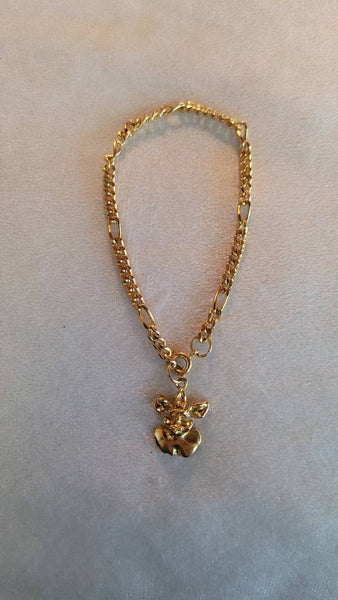 Golden Orchid  Charm Vintage Gold Bracelet. BEAUTIFUL Chain