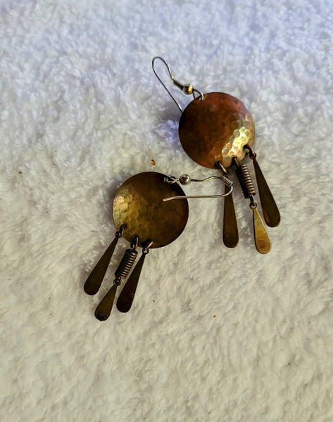Egyptian Revival EarwearVintage Hamered Brass Bobs