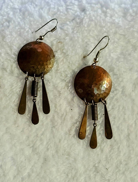 Egyptian Revival EarwearVintage Hamered Brass Bobs
