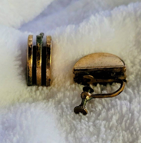 Egyptian Revival Mixed Metals Earware Circa Sixties