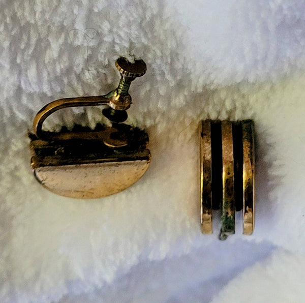 Egyptian Revival Mixed Metals Earware Circa Sixties