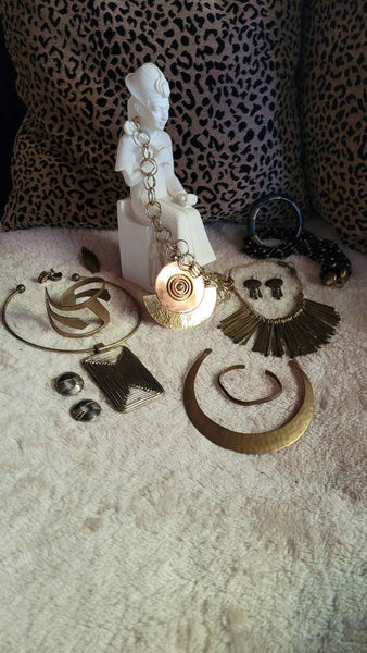 Egyptian Revival Mixed Metals Earware Circa Sixties