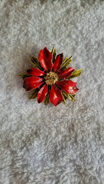 Vintage  ART Poinsettia Brooch 1970s