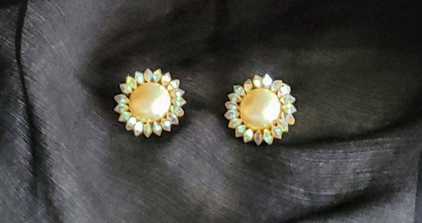 Marvelous Marvella Cut Crystal & Pearl 1950s Clip Earrings...