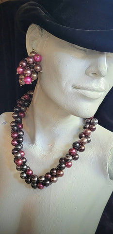 Bubbly Champagne Tre Strand Fabulous Fifties Purare Necklace Earrings