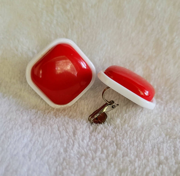 Earrings from the Fabulous 4os 5os Fantastic Plastic Red on White Delights..!