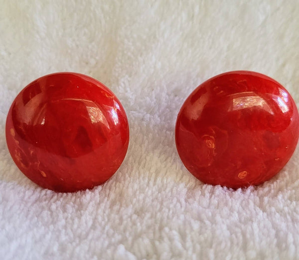 40s Earrings  Candy Apple Red Marbled Fab 40s Style  Easy Comfot Lasting Quality 80 Yrs Old...Looking Great..!