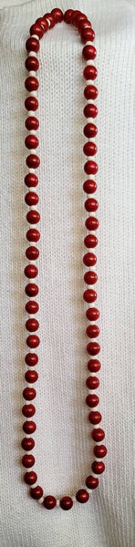 Red White  Mid Century  Necklace Nifty Cool and Casual Sweet Pretty and Petite .  !