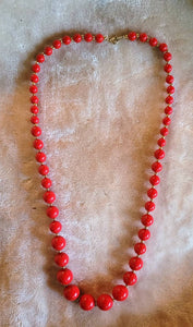 Red on Round  Red Classic Vintage Necklace..!