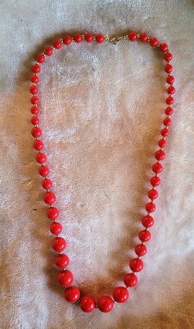 Red on Round  Red Classic Vintage Necklace..!
