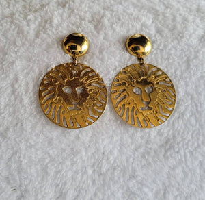 Anne Kline 1990s Gold Lion Statement Earwear