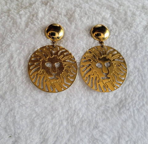 Anne Kline 1990s Gold Lion Statement Earwear