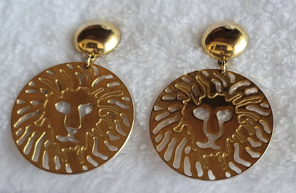 Anne Kline 1990s Gold Lion Statement Earwear