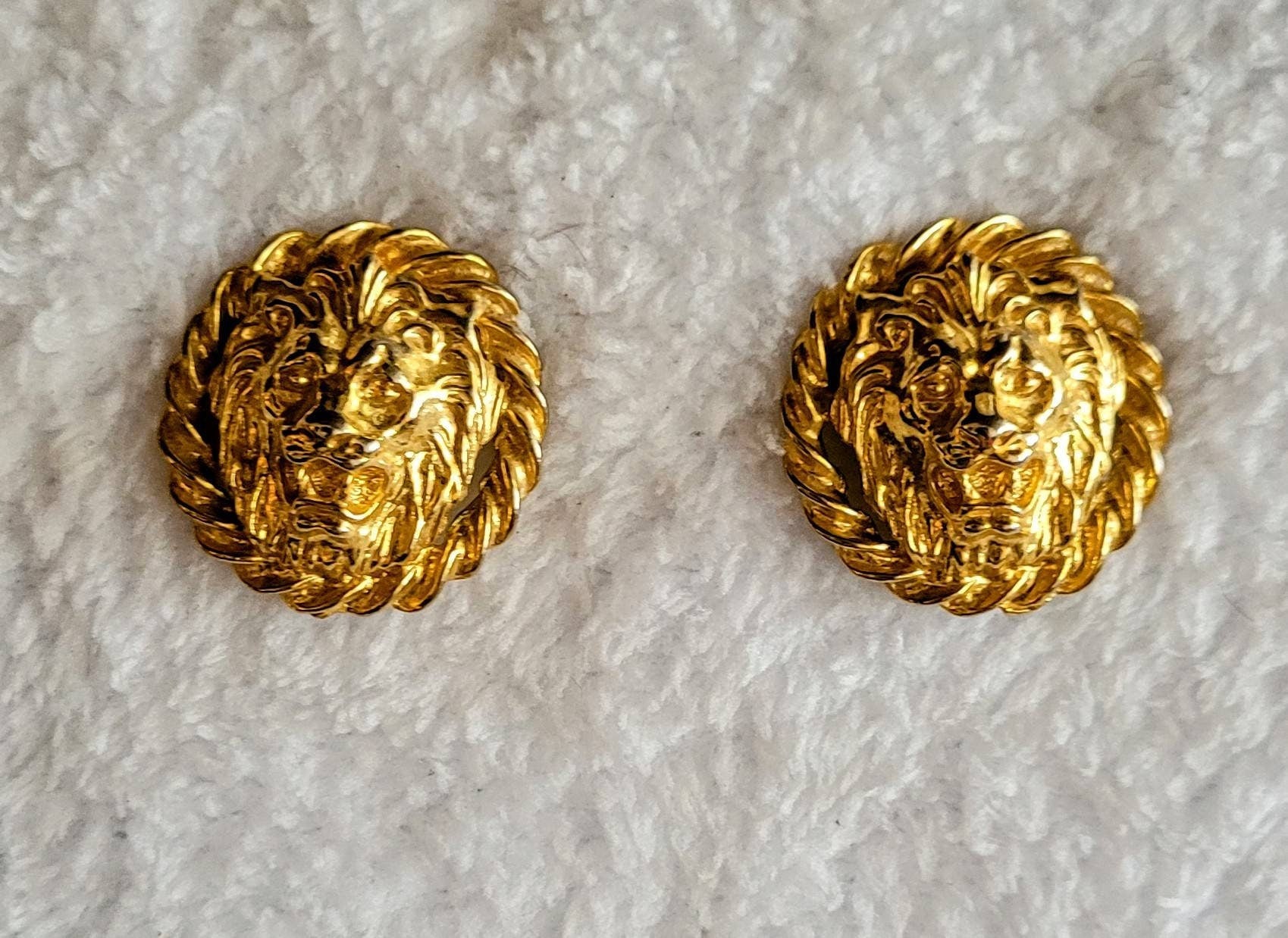 Anne Kline Lionhead Gold Earrings circa 1990s