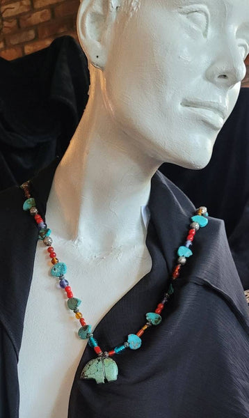 Beautiful Turquoise Silver Glass Necklace & Earrings Set Design By Deborah Billion Beads