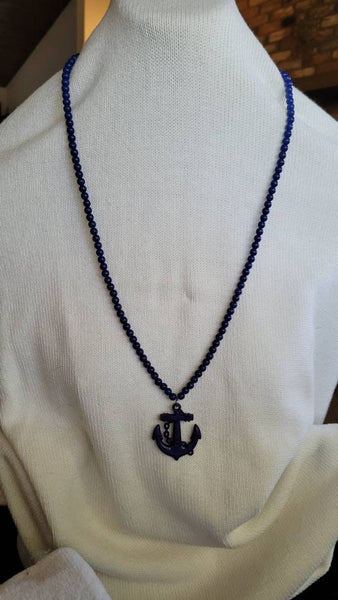 Anchors Away. ! Sea Blue 30 inch Nautical Necklace Water Lovers Perfect Piece