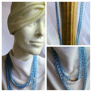 Baby Blues 1920s Style Flapper Necklace 1950s Beads