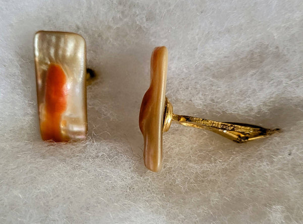 Vintage Cufflinks Gorgeous Rare Natural Abolone Wearable Fruits of the Sea from Our Mid Century Men's Collection..!